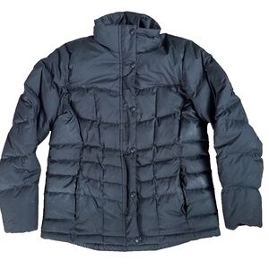 Y2K LL Bean Jacket Womens Black Down Puffer Zip Snap Coat Size Medium